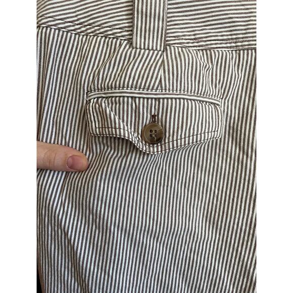 Elliott Lauren Brown & White Striped Wide Leg Capri Clam Digger Pants Y2K | 10 - Picture 4 of 5
